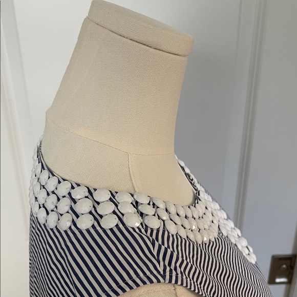 Talbots Striped Sleeveless Top with Beaded Neckline - Picture 7 of 9